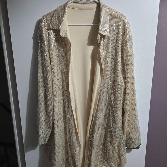 Sequin Oversized Button-down Dress - Picture 1 of 2